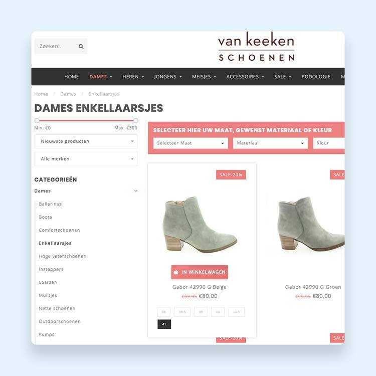 Van Keeken schoenen: productvarianten